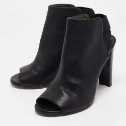 Stuart Weitzman Black Leather Cutout Elastic Booties Size 39