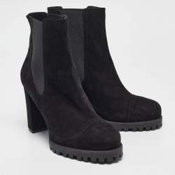 Stuart Weitzman Black Suede Ankle Length Boots 39