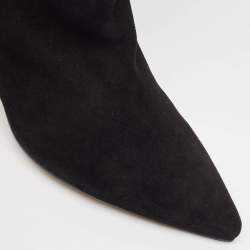 Pre Owned Stuart Weitzman Black Suede Knee Length Boots Size 38