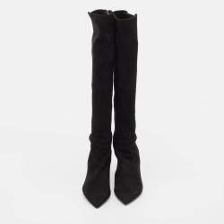 Pre Owned Stuart Weitzman Black Suede Knee Length Boots Size 38