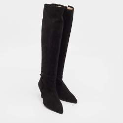 Pre Owned Stuart Weitzman Black Suede Knee Length Boots Size 38