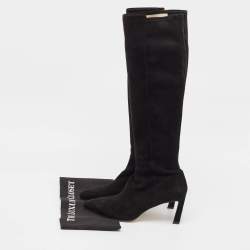 Pre Owned Stuart Weitzman Black Suede Knee Length Boots Size 38