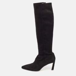 Pre Owned Stuart Weitzman Black Suede Knee Length Boots Size 38