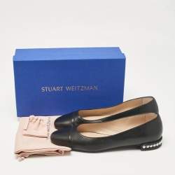 Stuart Weitzman Black Leather Slip On Ballet Flats Size 40