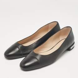 Stuart Weitzman Black Leather Slip On Ballet Flats Size 40