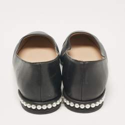 Stuart Weitzman Black Leather Slip On Ballet Flats Size 40