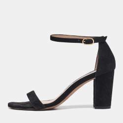 Stuart Weitzman Black Suede Nearlynude Sandals Size 37.5