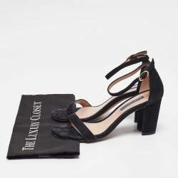 Stuart Weitzman Black Suede Nearlynude Sandals Size 37.5