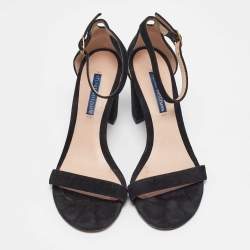 Stuart Weitzman Black Suede Nearlynude Sandals Size 37.5