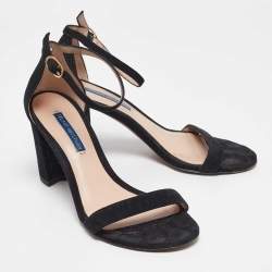 Stuart Weitzman Black Suede Nearlynude Sandals Size 37.5