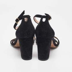 Stuart Weitzman Black Suede Nearlynude Sandals Size 37.5