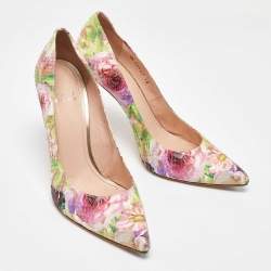 Stuart Weitzman Multicolor Snakeskin Leather Floral Print Pumps Size 40