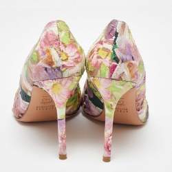 Stuart Weitzman Multicolor Snakeskin Leather Floral Print Pumps Size 40