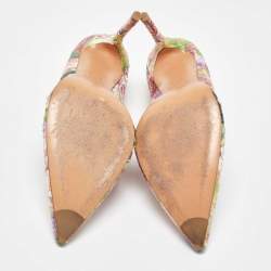 Stuart Weitzman Multicolor Snakeskin Leather Floral Print Pumps Size 40