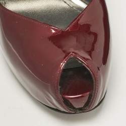 Stuart Weitzman Burgundy Patent Leather Peep Toe Pumps Size 39.5