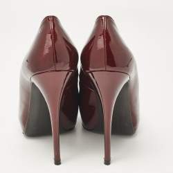 Stuart Weitzman Burgundy Patent Leather Peep Toe Pumps Size 39.5