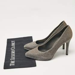 Stuart Weitzman Silver Lurex Fabric Pointed Toe Pumps Size 37