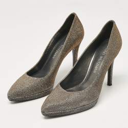 Stuart Weitzman Silver Lurex Fabric Pointed Toe Pumps Size 37