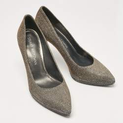 Stuart Weitzman Silver Lurex Fabric Pointed Toe Pumps Size 37