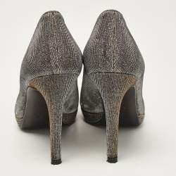 Stuart Weitzman Silver Lurex Fabric Pointed Toe Pumps Size 37