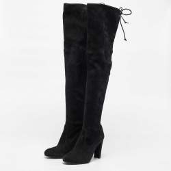 Stuart Weitzman Black Suede Ledyland Over The Knee Boots Size 36.5