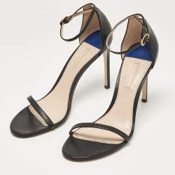 Stuart Weitzman Black Leather Nudistrong Ankle Strap Sandals Size 43.5