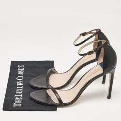 Stuart Weitzman Black Leather Nudistrong Ankle Strap Sandals Size 43.5
