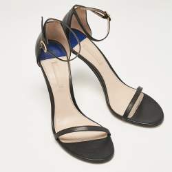 Stuart Weitzman Black Leather Nudistrong Ankle Strap Sandals Size 43.5