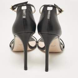 Stuart Weitzman Black Leather Nudistrong Ankle Strap Sandals Size 43.5
