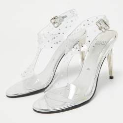 Stuart Weitzman Transparent PVC Ankle Strap Sandals Size 39.5