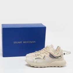 Stuart Weitzman Cream Leather and Rubber SW 1 Sneakers Size 38