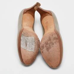 Pre Owned Stuart Weitzman Metallic Leather Peep Toe Pumps Size 37.5