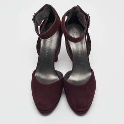 Stuart Weitzman Dark Purple/Burgundy Suede Ankle Strap Platform Pumps Size 39