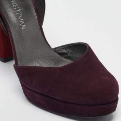Stuart Weitzman Dark Purple/Burgundy Suede Ankle Strap Platform Pumps Size 39