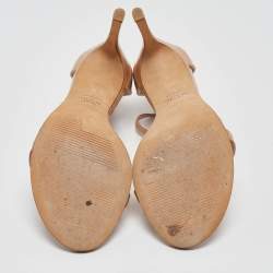 Pre Owned Stuart Weitzman Beige Patent Leather Ankle Strap Sandals Size 36.5