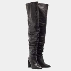 Stuart Weitzman Black Leather Histyle Over The Knee Boots Size 42.5