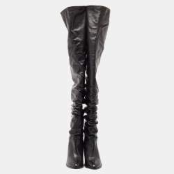 Stuart Weitzman Black Leather Histyle Over The Knee Boots Size 42.5