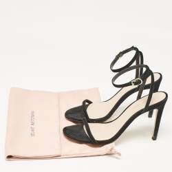 Stuart Weitzman Black Suede Ankle Strap Sandals Size 37.5