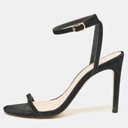 Stuart Weitzman Black Suede Ankle Strap Sandals Size 37.5