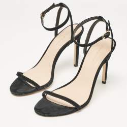 Stuart Weitzman Black Suede Ankle Strap Sandals Size 37.5