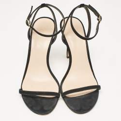 Stuart Weitzman Black Suede Ankle Strap Sandals Size 37.5