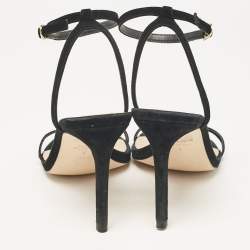 Stuart Weitzman Black Suede Ankle Strap Sandals Size 37.5