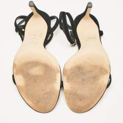 Stuart Weitzman Black Suede Ankle Strap Sandals Size 37.5