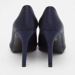 Stuart Weitzman Navy Blue Satin Round Toe Platform Pumps Size 38