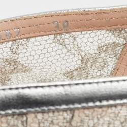 Stuart Weitzman Silver Lace and Leather Wedge Sandals Size 38