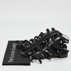 Stuart Weitzman Black Leather Aphrodite Gladiator Flat Sandals Size 38.5 