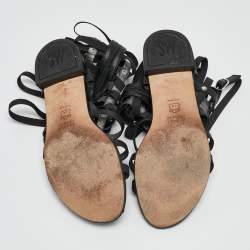 Stuart Weitzman Black Leather Aphrodite Gladiator Flat Sandals Size 38.5 