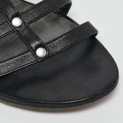 Stuart Weitzman Black Leather Aphrodite Gladiator Flat Sandals Size 38.5 