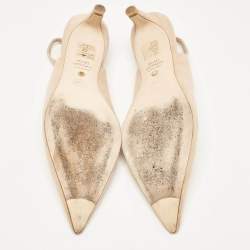 مملوكة مسبقًا Stuart Weitzman Beige Suede Slingback Pumps Size 37.5