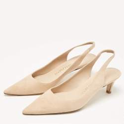 مملوكة مسبقًا Stuart Weitzman Beige Suede Slingback Pumps Size 37.5